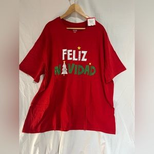 Unisex  4xl xxxxl feliz navidad red sleepwear t shirt holiday shirt